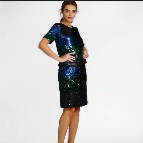 Brooks Brothers 🧚‍♂️NWTs🧚‍♂️ Ombré Sequin Shift Dress - Picture 2 of 13